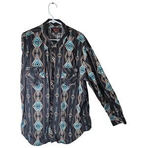 Mens Rock&Roll Denim Modern Fit Long Sleeve Western Shirt Southwestern Size XXL